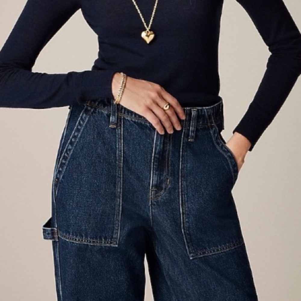 *ISO J. Crew Point Sur Wide Leg Carpenter Jeans in Deep Dark Wash